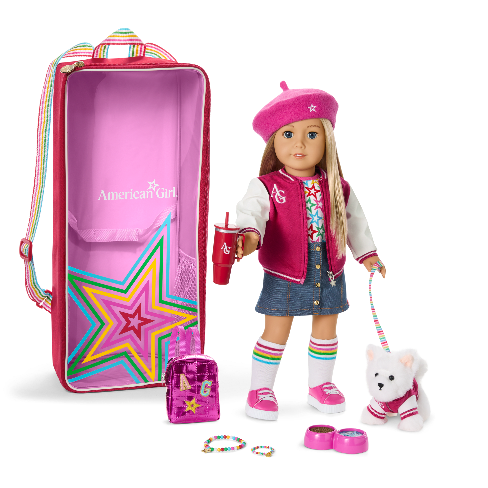 Truly Me 18-inch Doll #100. Accessories. Puppy & Doll Carrier