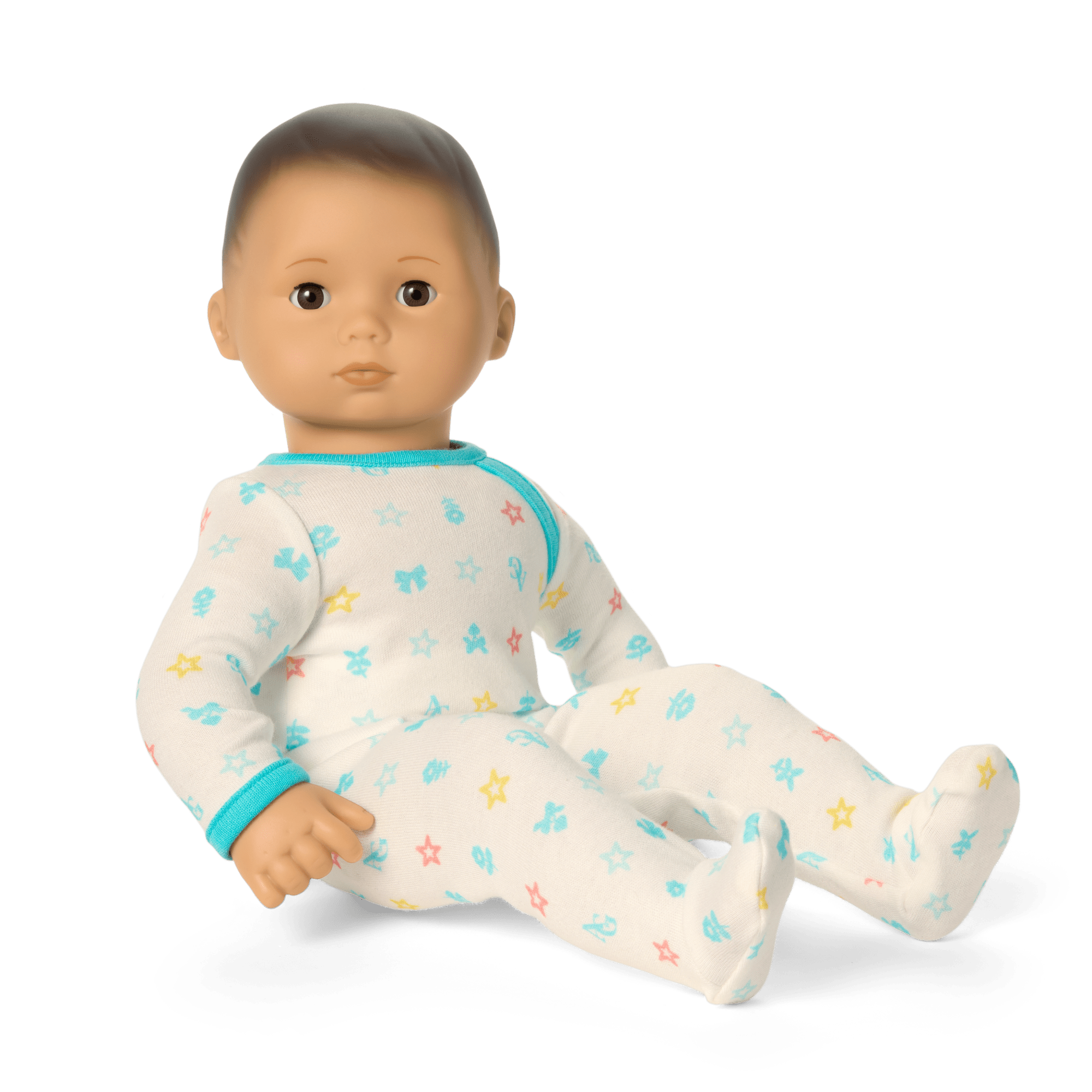 Bitty Baby Doll #4 with black hair in Pastel Blue