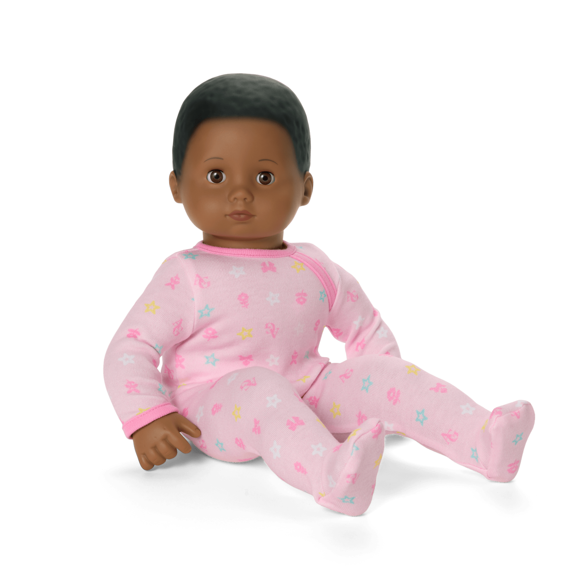 Bitty Baby Doll #1 with black hair in Pastel Pink