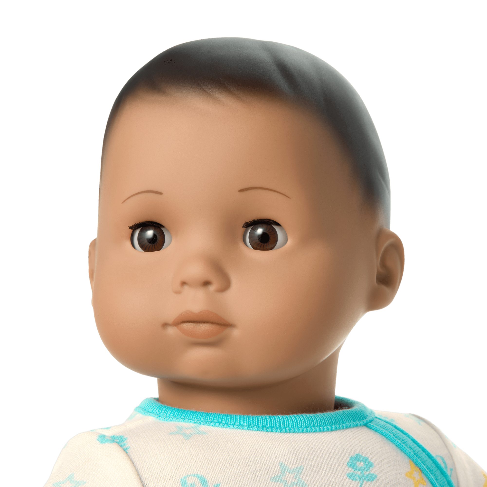 Bitty Baby Doll #5 with dark-brown hair in Pastel Blue - Image 3