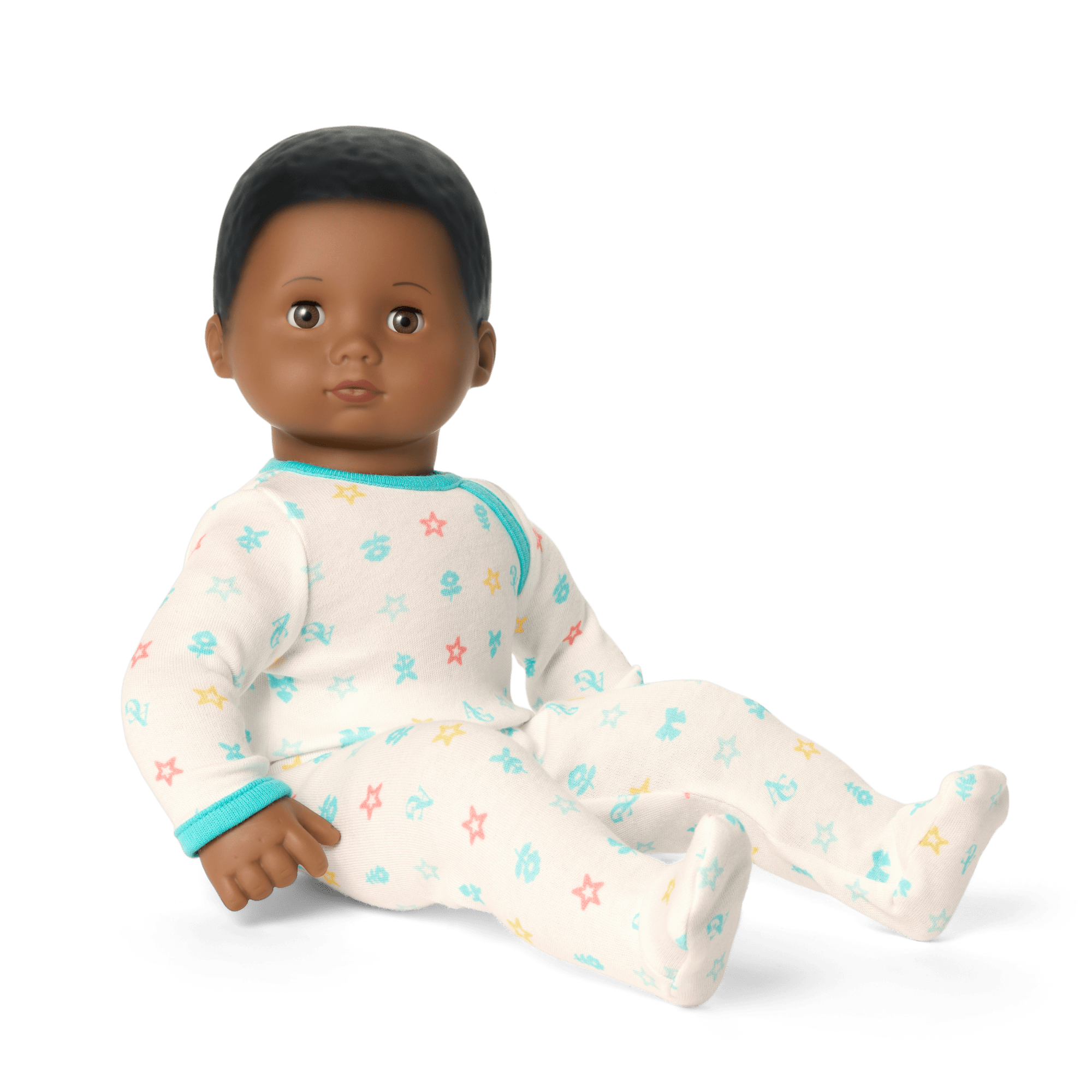 Bitty Baby Doll #1 with black hair in Pastel Blue