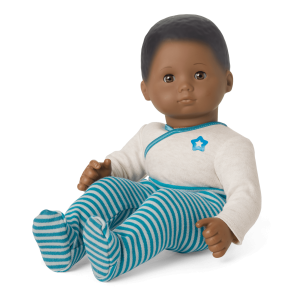 Bitty Baby Doll #1 with black hair in Soft Blue