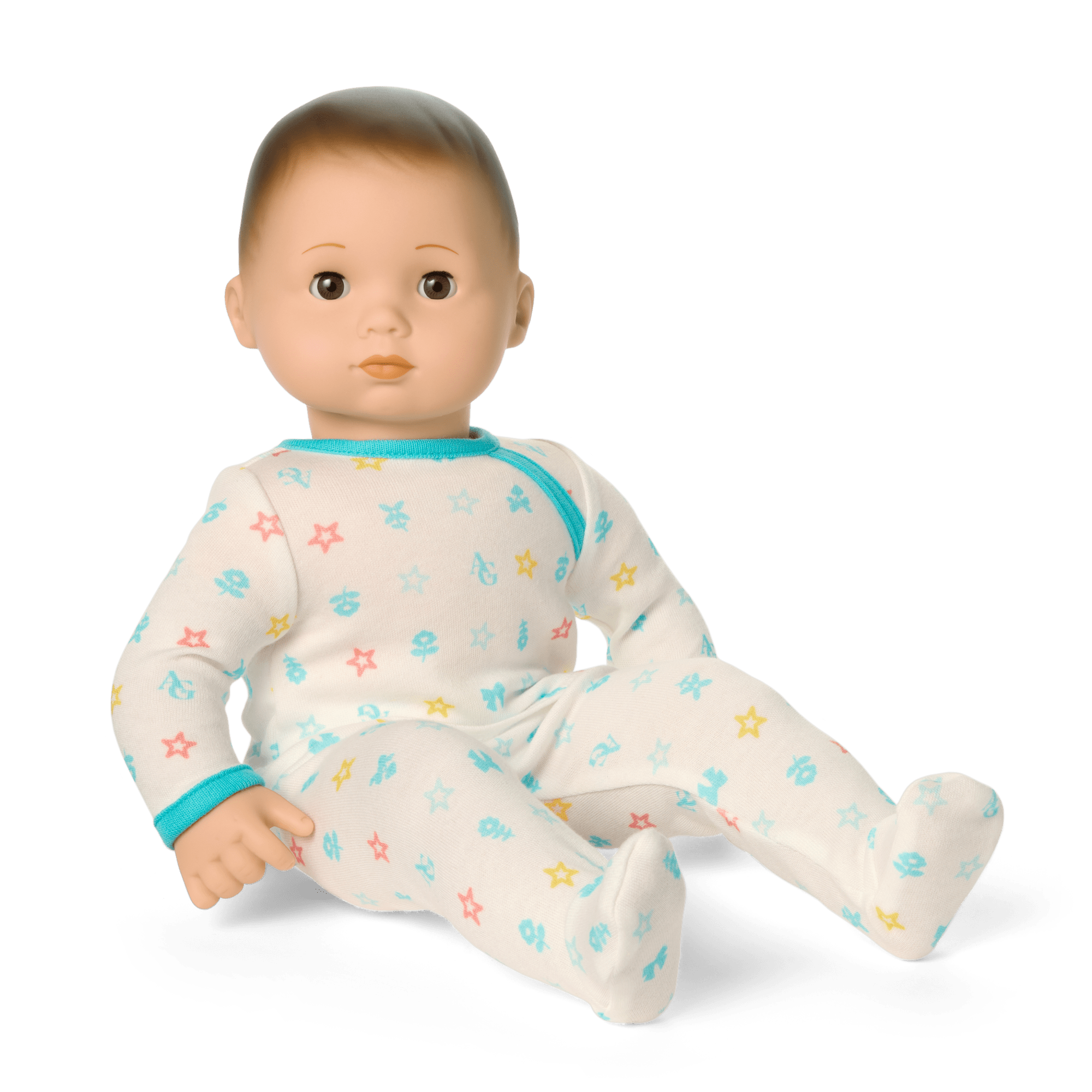 Bitty Baby Doll #2 with brown hair in Pastel Blue