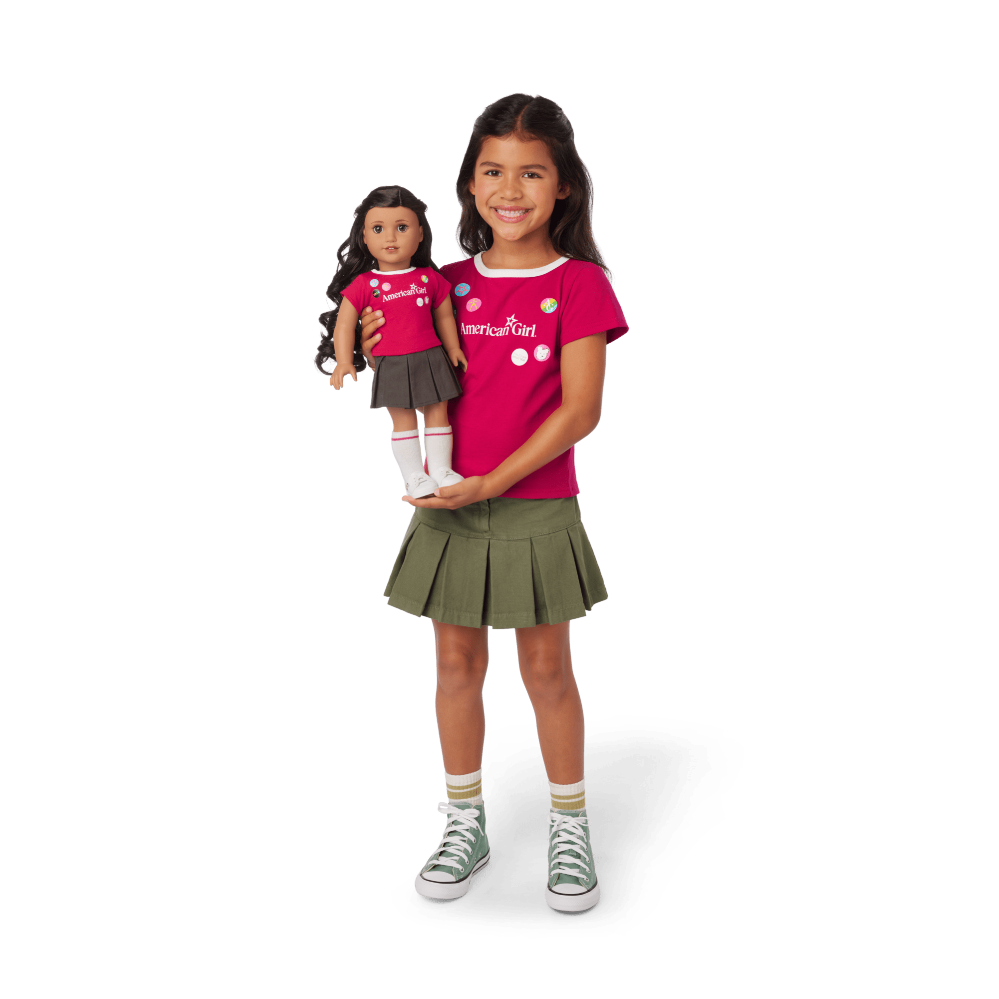 Matching?AG Grin Pins Ringer Tee Set for Girls & 18-inch Dolls