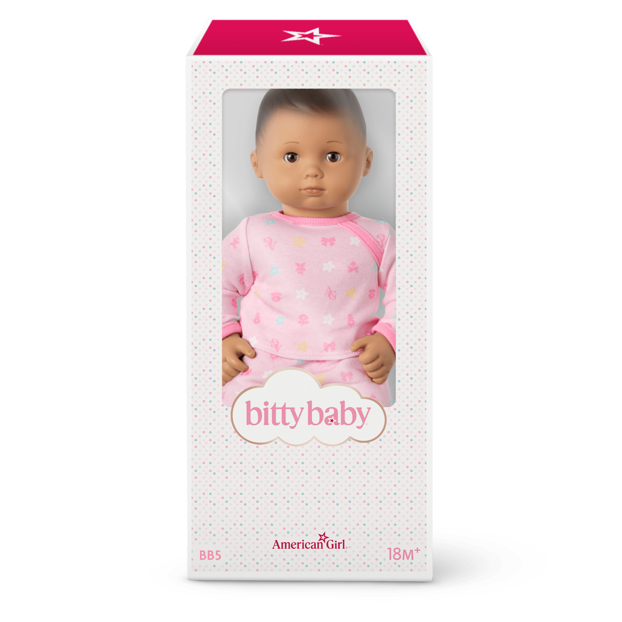 Bitty Baby Doll #5 with dark-brown hair in Pastel Pink - Image 8