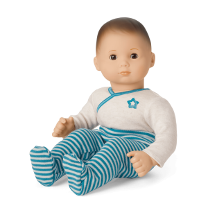 Bitty Baby Doll #2 with brown hair in Soft Blue