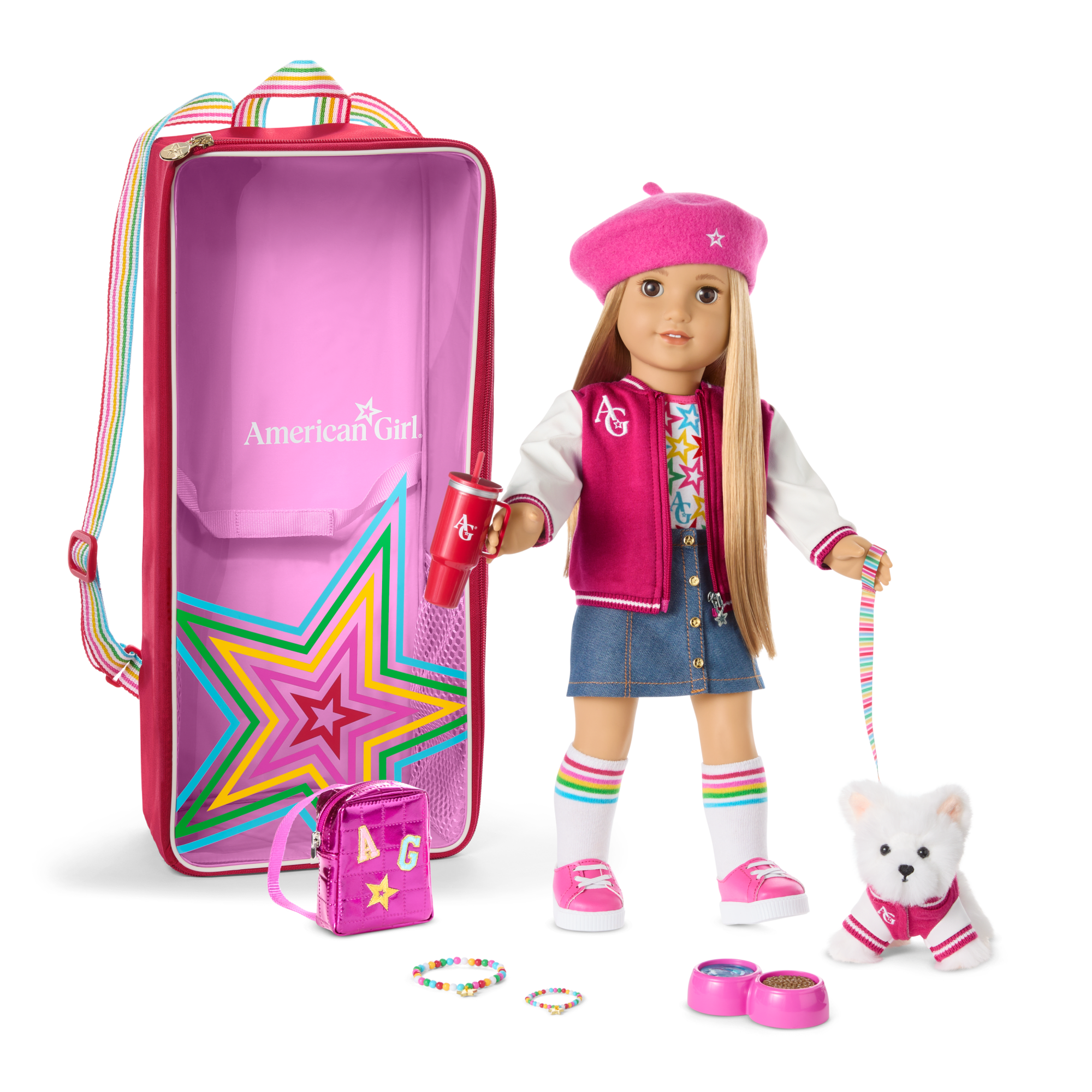 Truly Me 18-inch Doll #131. Accessories. Puppy & Doll Carrier