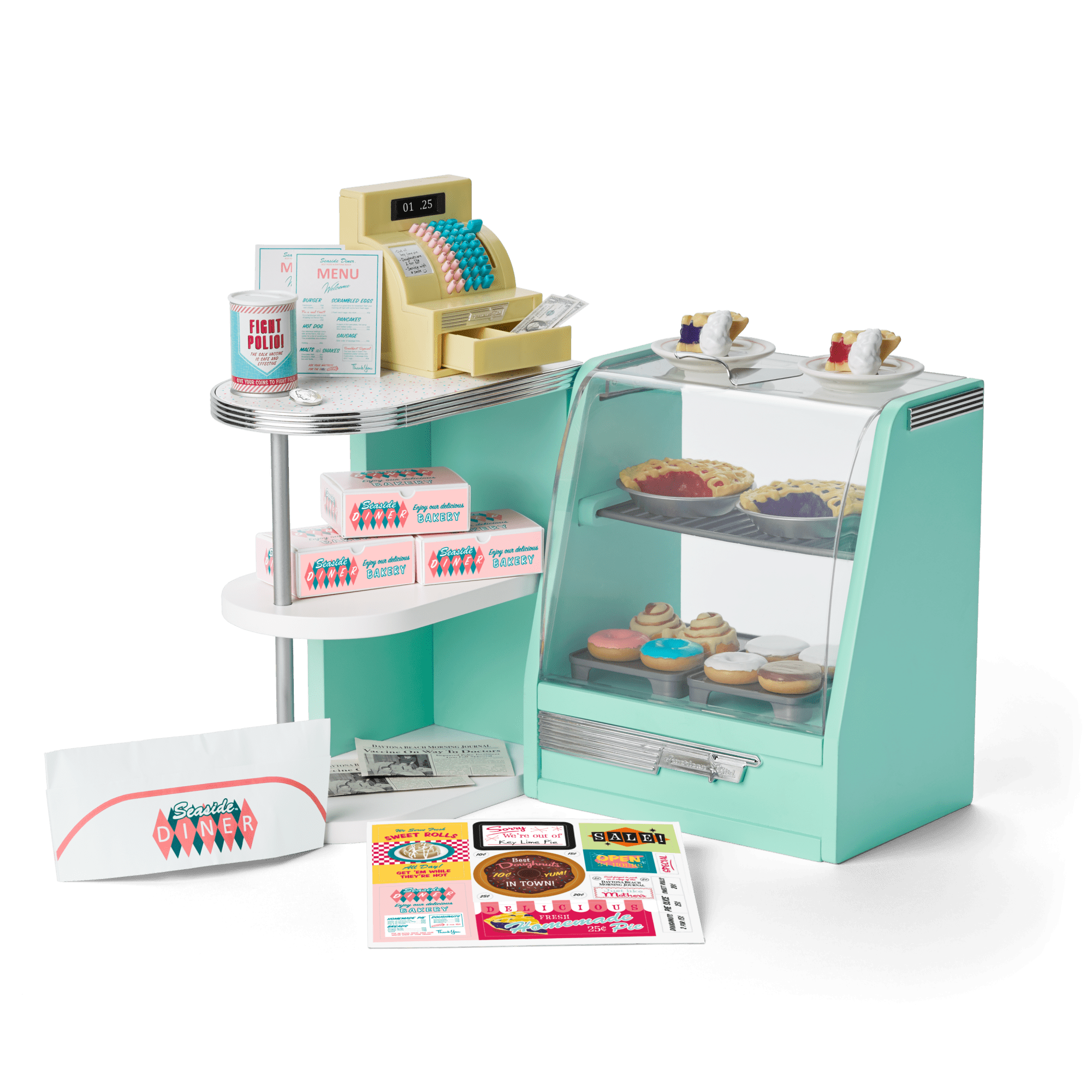 Maryellen's Seaside Diner Bakery Case for 18-inch Dolls (Historical Characters)