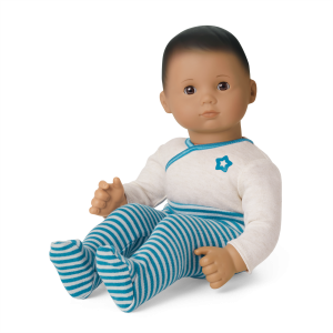 Bitty Baby Doll #5 with dark brown hair in Soft Blue