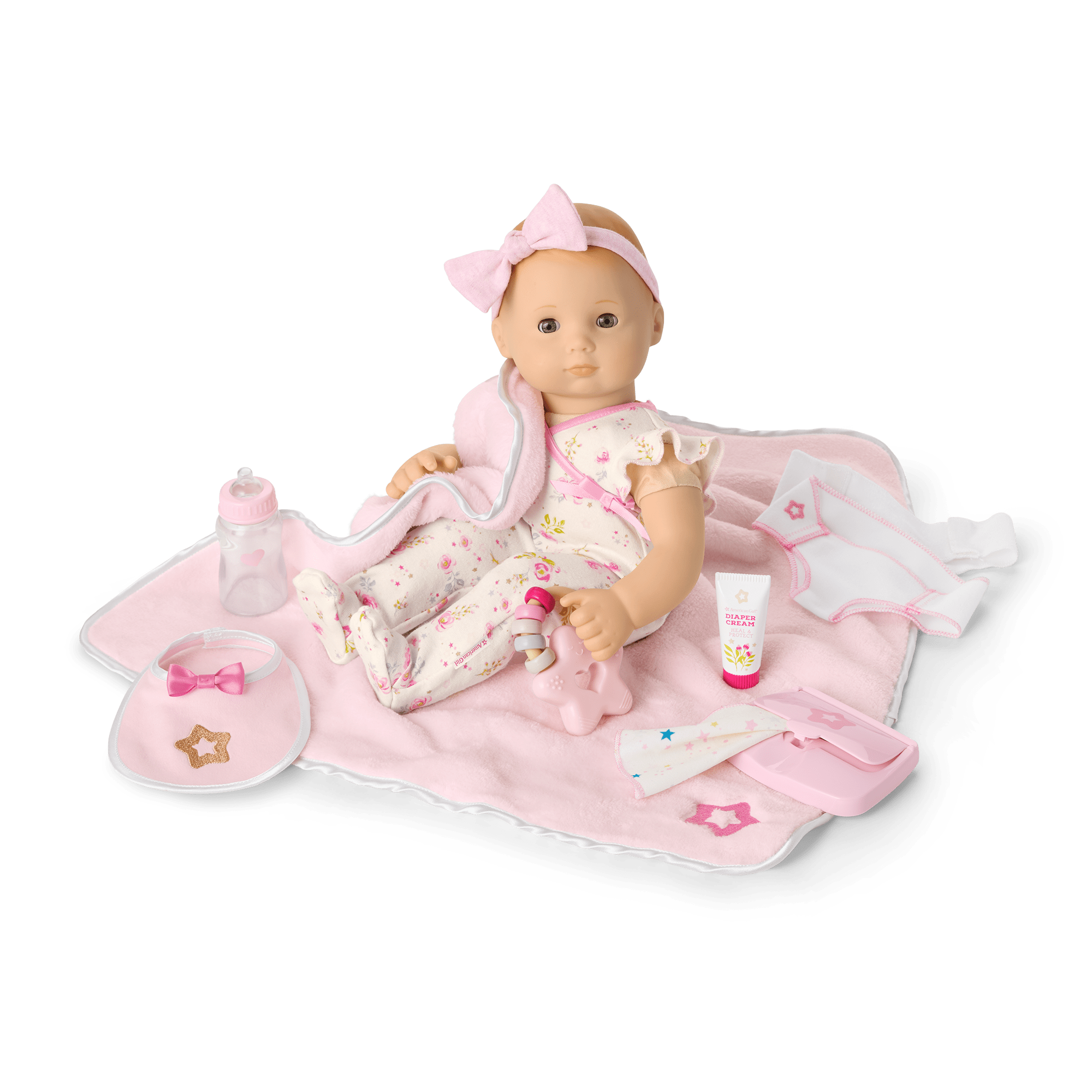 Bitty Baby Doll #6 with red hair Care & Play Set