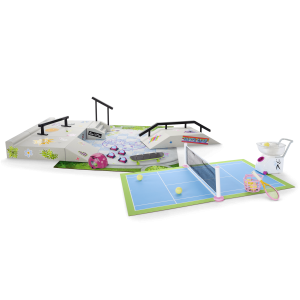 Isabel  & Nicki's  2-in-1 Tennis Court & Skate Spot for 18-inch Dolls (Historical Characters)