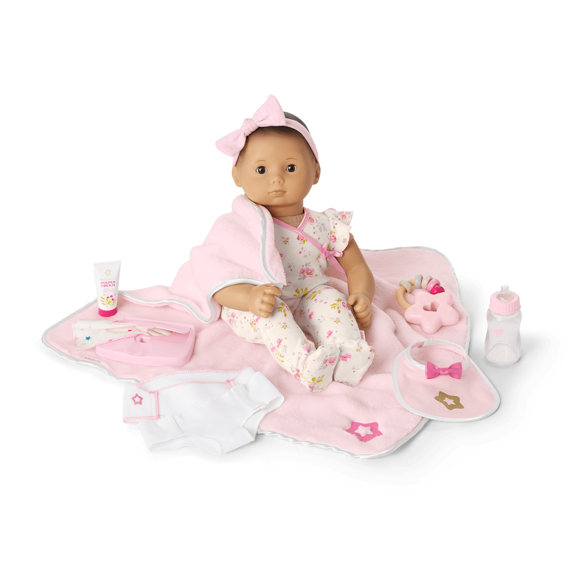 Bitty Baby Doll #4 with black hair Care & Play Set