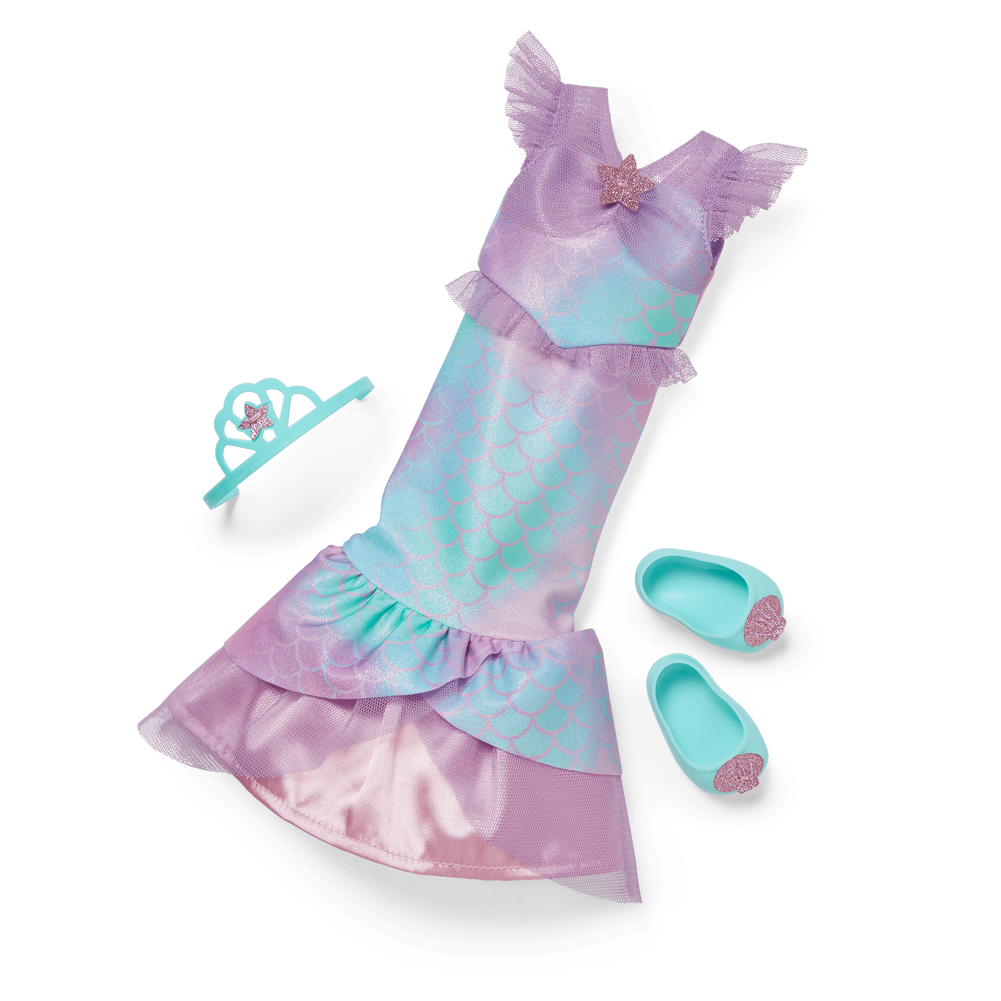 2-in-1 Sparkly Mermaid Outfit for WellieWishers Dolls