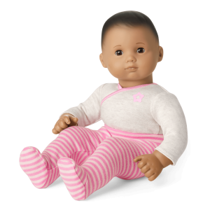 Bitty Baby Doll #5 with dark brown hair in Pretty Pink
