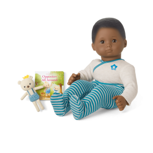 Bitty Baby Doll #1 in Soft Blue + Bear Friend & Board Book